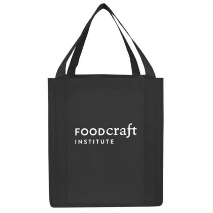 Logo Imprinted Reusable shopping bags- Saturn Jumbo Non-Woven Tote - Black